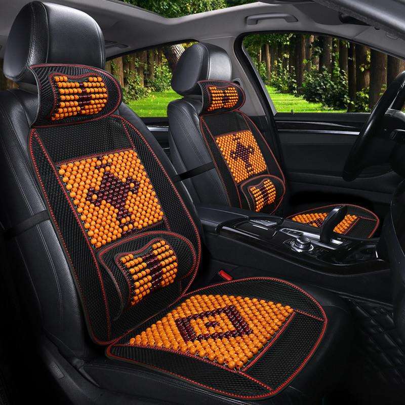 L1W汽车坐垫夏季凉垫木珠四季座垫透气通风按摩护腰轿车货车座椅