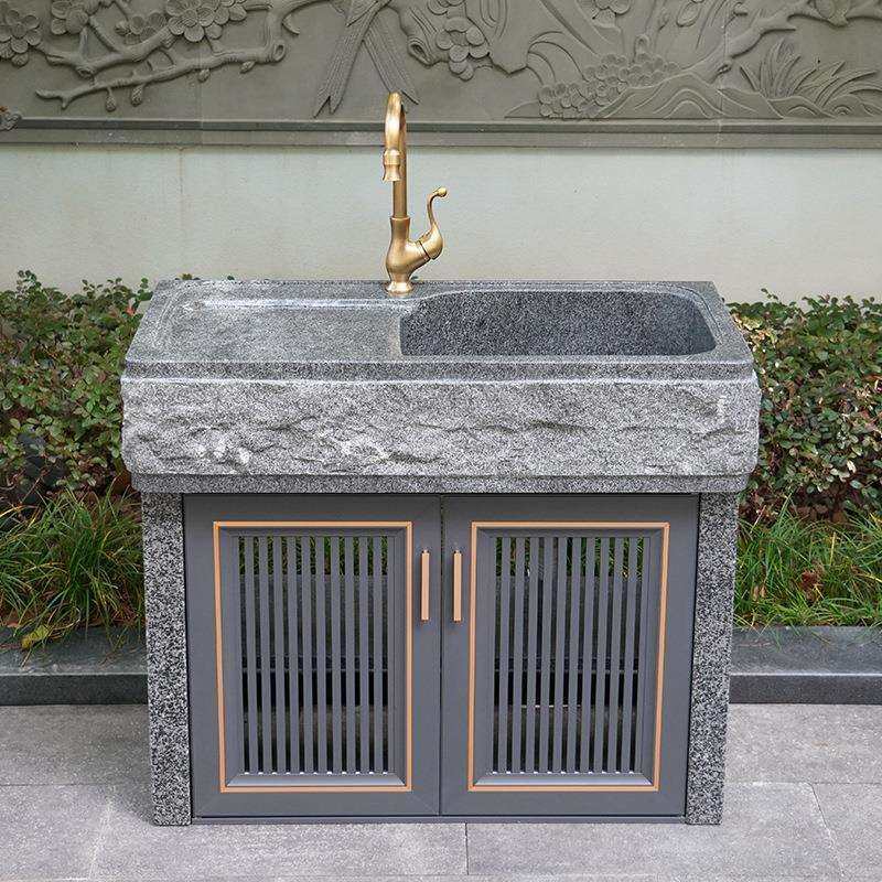 庭院天然石材洗衣池带搓板一体台盆室外水池阳台家用大理石头水槽