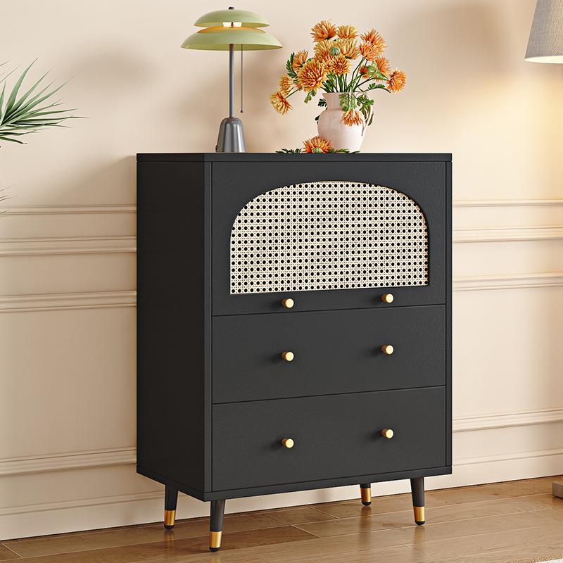 T*M藤编餐边柜现代简约储物置物柜客厅茶水酒柜玄关柜宅寂风黑色