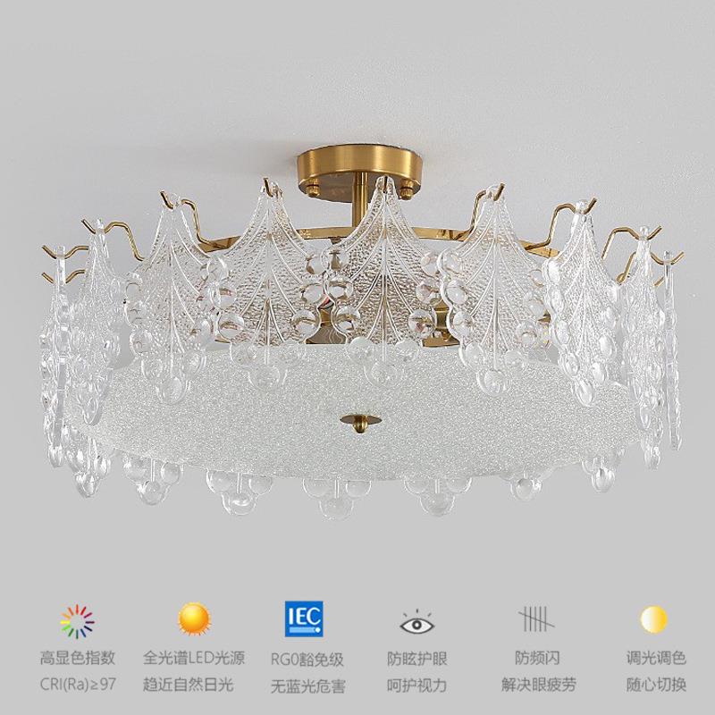 法式水晶意式简约温馨卧室玻璃吊灯样板间极简网红艺术美式吸顶灯