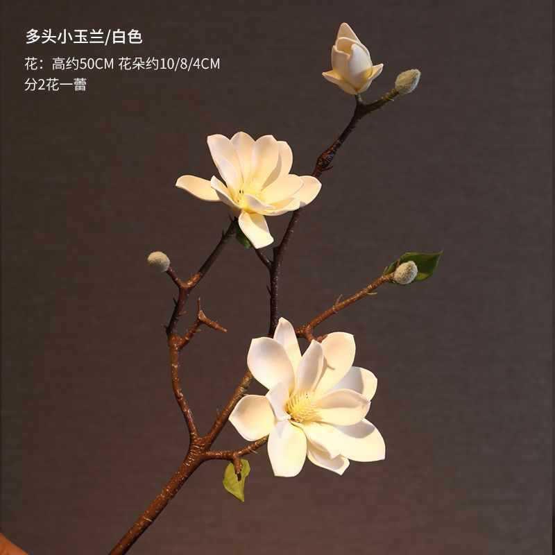 新中式创意高档古典玉兰花仿真花艺套装客厅家居装饰品假花摆件布