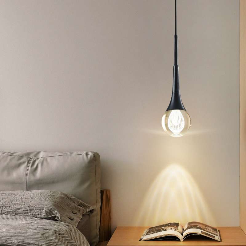 简约轻奢创意个性主卧室床头全铜水晶小吊灯餐厅吧台网红吊线灯具