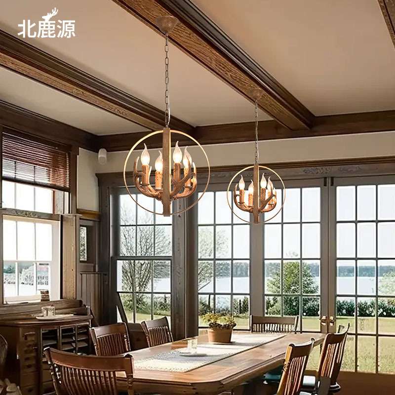 美式乡村吊灯客厅简约创意球形欧式复古卧室玄关走廊楼梯餐厅灯具