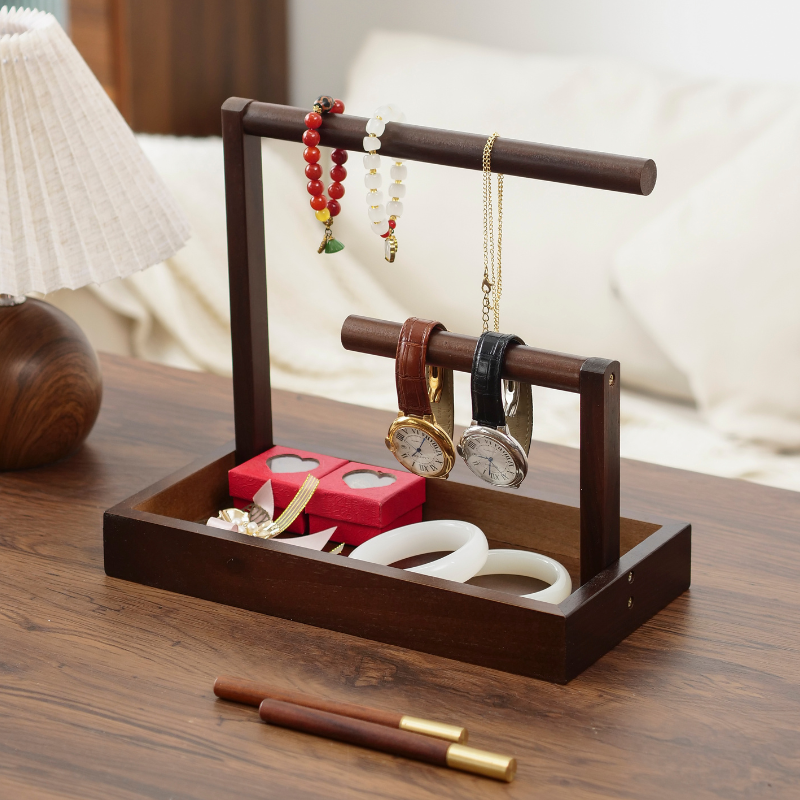 胡桃木玄关收纳盒首饰架