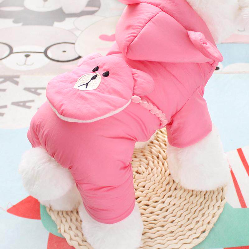 夹棉款秋冬小型犬萌熊宠物棉衣四脚泰迪比熊博美加厚防寒狗狗衣服