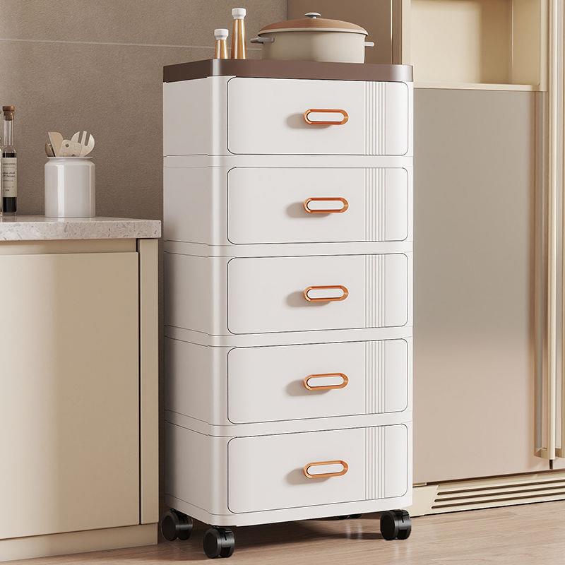 37 47cm宽收纳柜带滑轮塑料多层客厅整理柜抽屉式带轮衣服置物柜