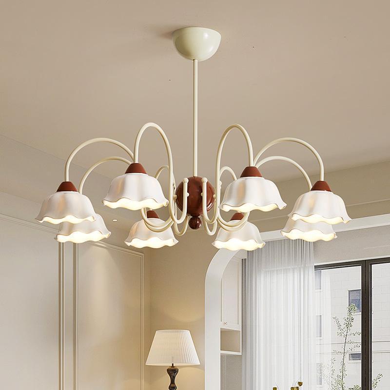 法式奶油风客厅吊灯创意铃兰花卧室餐厅灯田园中古风主灯大厅灯具