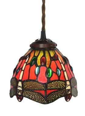 7寸红色蜻蜓吊链灯帝凡尼美式创意卧室飘窗餐厅阳台过道