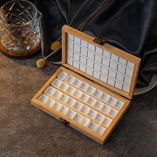 美甲分装盒格木质收纳盒彩绘拍拍胶调色盘水彩颜料分装盒子工具