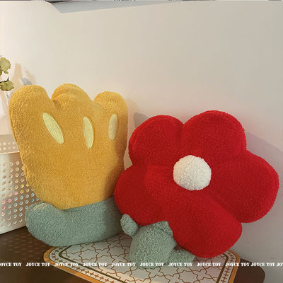 极速北欧infs风花朵沙发抱枕郁金香轻奢网红床头飘窗大红花车用靠