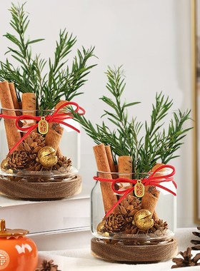 极速肉桂生财摆件发招米桂皮玻璃瓶子Fdiy客财厅位工位办公室乔迁