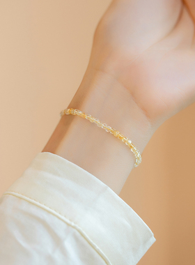 极速网红新品极细2mm黄水晶手链女14kH转运珠超细秋设计感小众ins