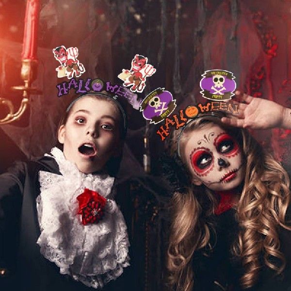 极速P82D 10 Pack Halloween Hxeadbands Pumpkin Ghost Bat Witc