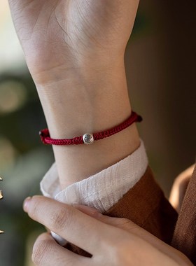 极速纯银福珠红绳本命年好运手链全手工编织绳P子龙年新款闺蜜情