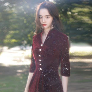 新品大码高端敬酒j服裙新娘胖mm遮肚显瘦加肥加大演出宴会年会晚