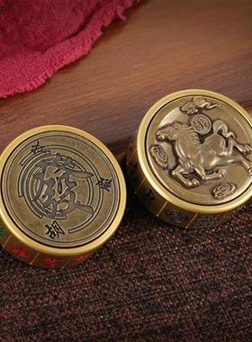 极速认准抖音黄铜马上胡手把件z创意摆件旋转麻将指尖陀螺趣味减