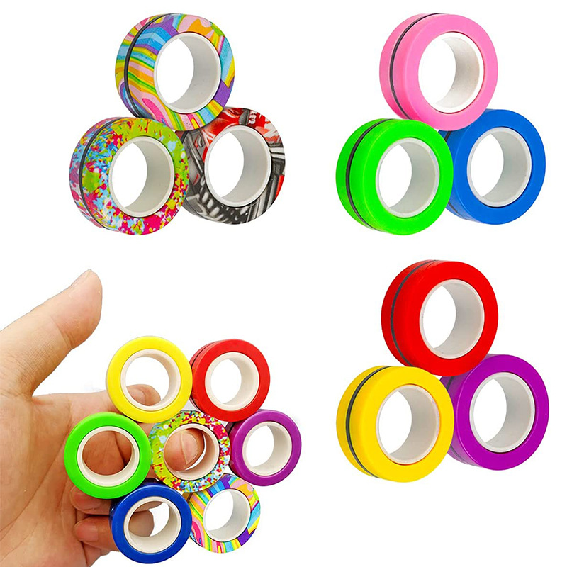 极速newHot 3PCS Magnetic Spinne Fidget Ring SpinSner Magnet