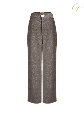 【彤姐原创】冬季显瘦时尚轻奢气质休闲通勤人字纹裤子W24B002