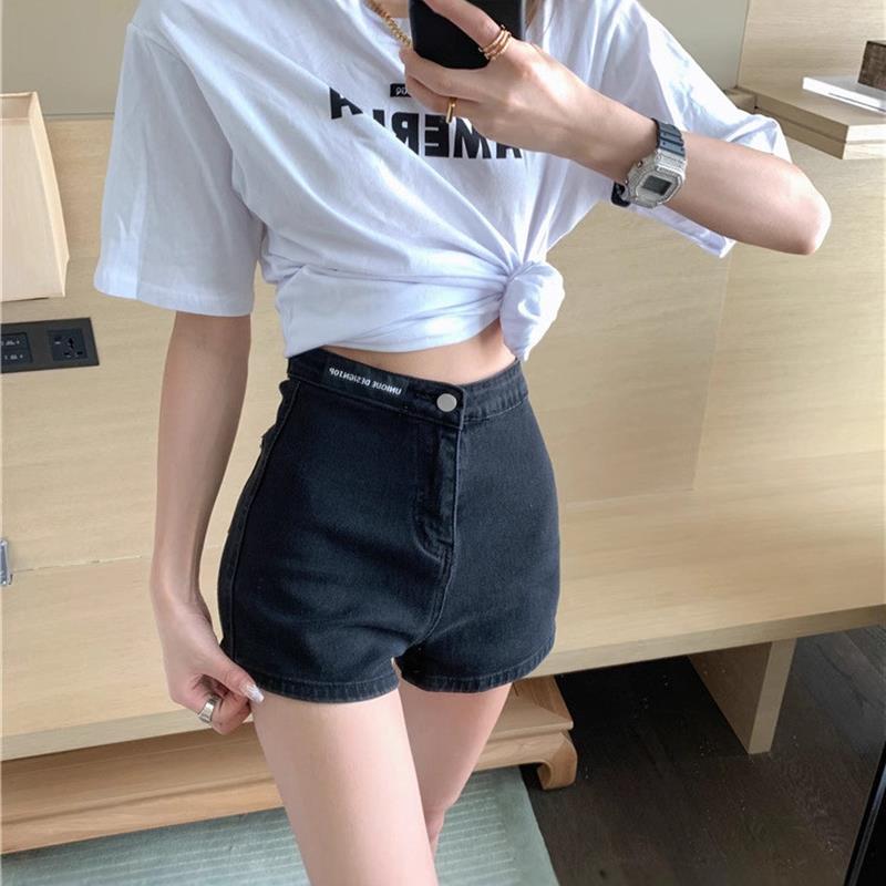 高腰牛仔短裤女夏装2025年新款弹力紧身提臀紧身裤小个子外穿热裤