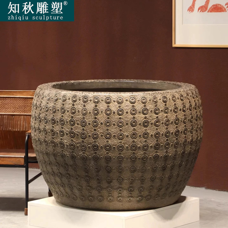 聚宝盆石雕铜金钱石缸花盆鱼缸青石水缸圆缸彷古做旧庭院门海石缸
