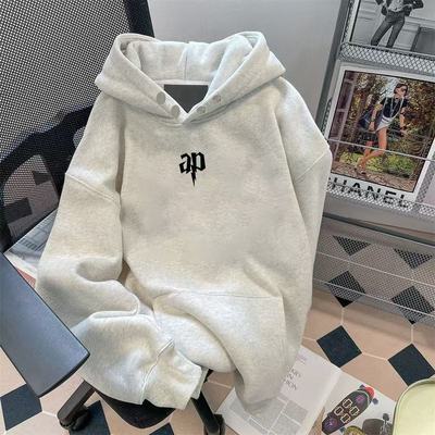ZHAP450G重磅双纽扣连帽卫衣女2024冬季多巴胺简约百搭宽松上衣潮