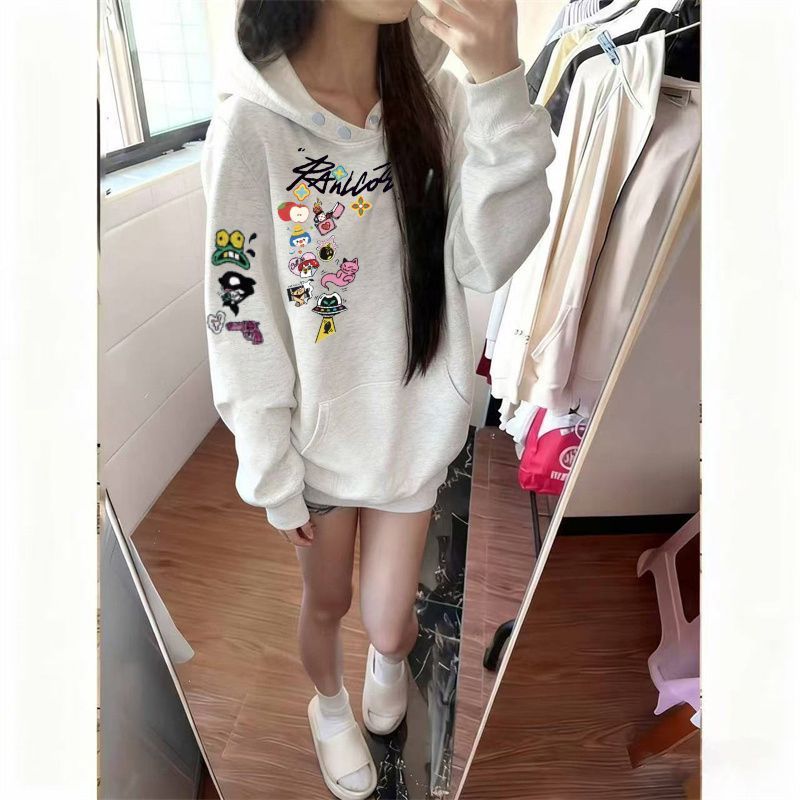 ZHAP重磅纽扣新款连帽卫衣女秋