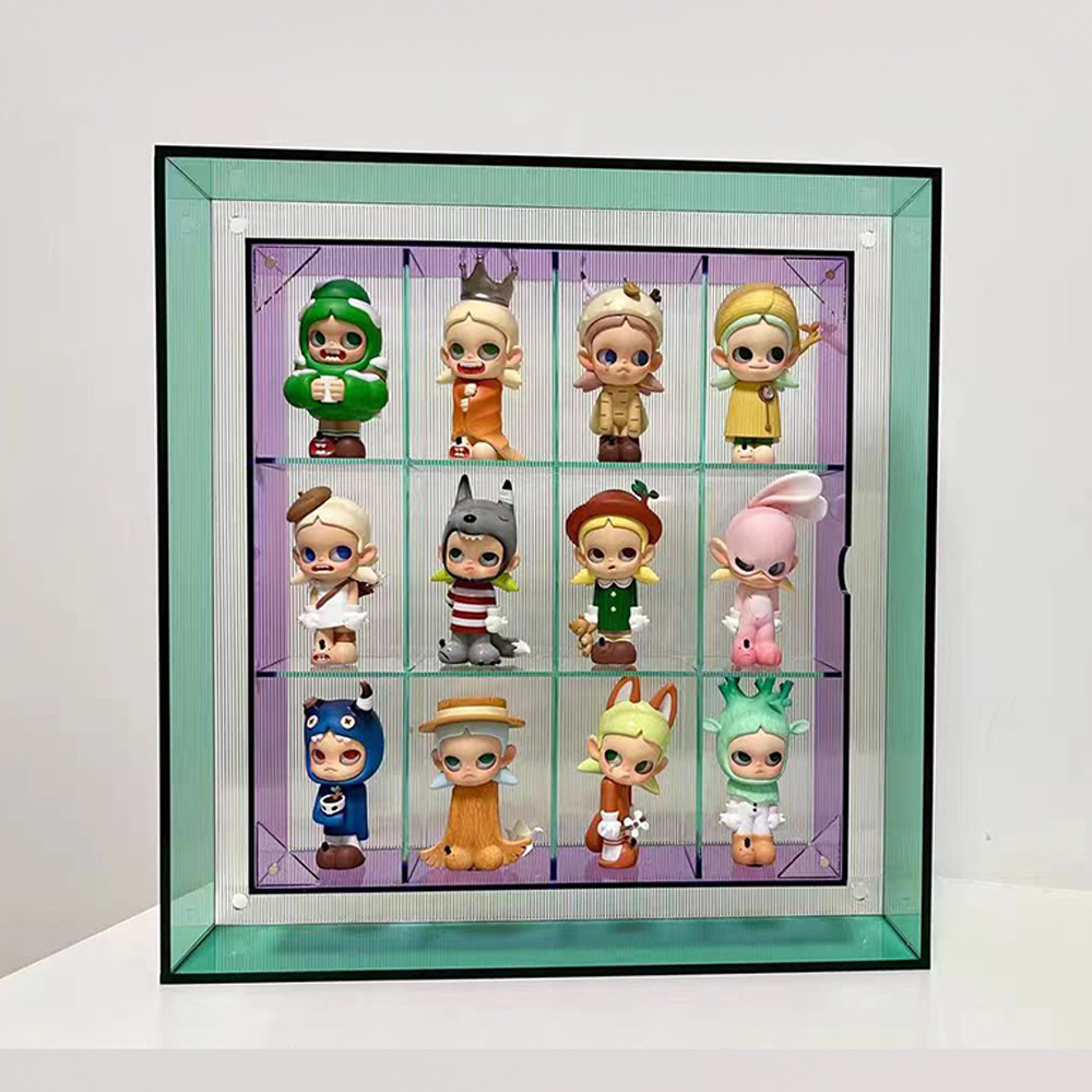 亚克力泡泡玛特盲盒手办收纳盒展示架潮流展示盒防尘摆件撞色盒子