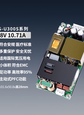 28V5A8A10.7A超薄开关电源模块PFC+LLC工控医疗通信PD灯光28V300W