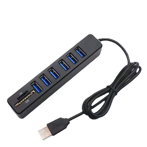 电商热销多功能八合一读卡器usb hub分线器TFSD卡一拖六6+2扩展坞