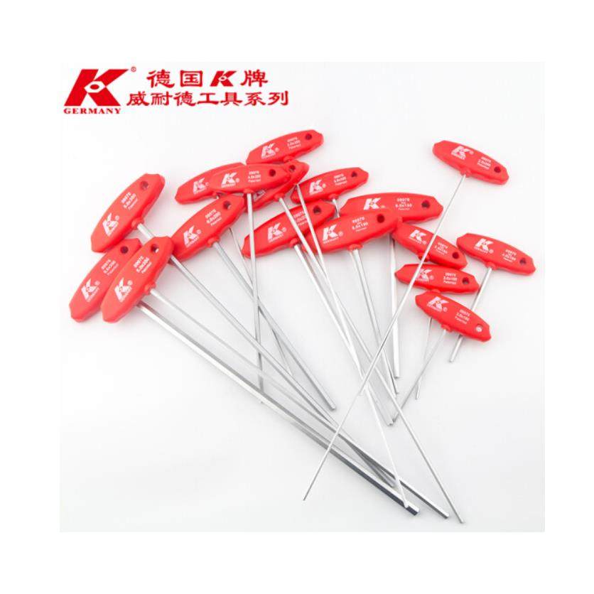 德国K牌 T型平头加长特长内六角扳手 长T形六方六棱螺丝刀09976