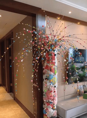 圣诞场景布置装饰手工插花diy绒毛球材料包家居客厅枯木逢春摆件