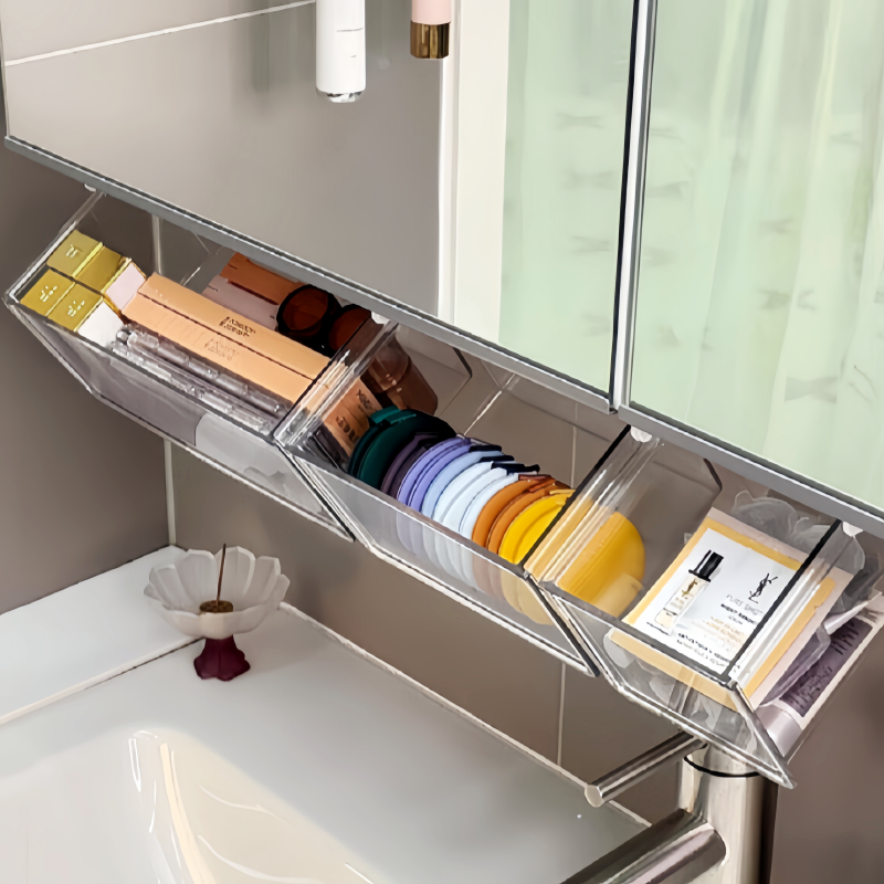 卫生间镜柜下抽屉式透明收纳盒大容量化妆品小样发绳整理节省空间,收纳整理,镜柜收纳盒,淘宝优惠券,粉丝福利购,淘宝优惠卷