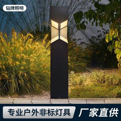 LED草坪灯景观庭院草地灯防水LED发光方形公园林插地路灯矮柱灯