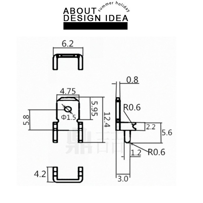 187插片防倒型 4.8公插片 PCB焊片 U型接线端子 1K一包 4.8插片