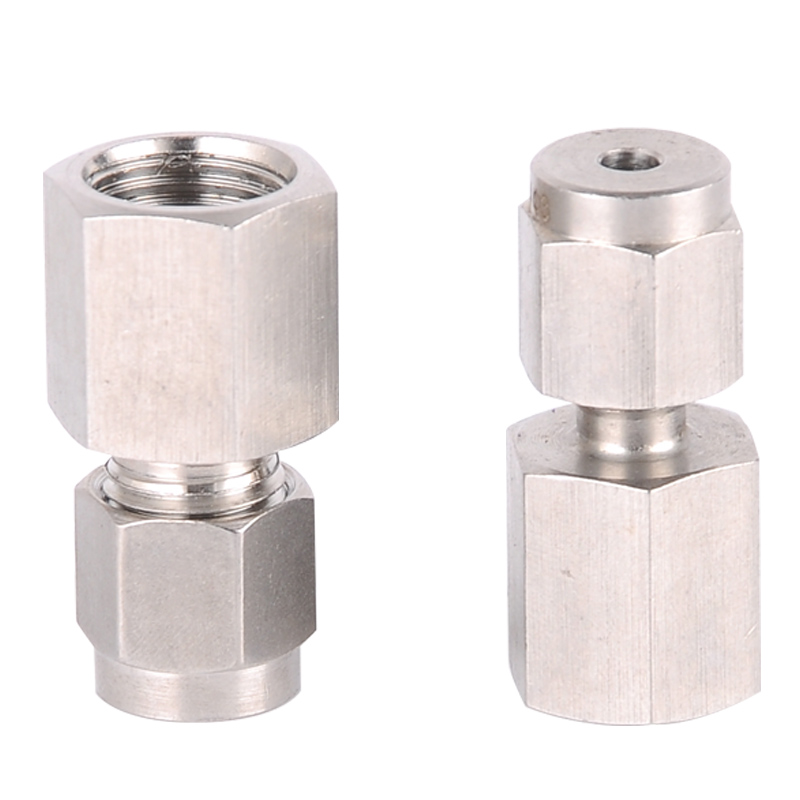 304不锈钢内丝双卡套式直通接头 内螺纹压力表气源钢管铜管 G螺纹