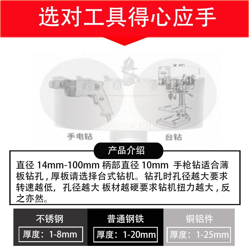 不锈钢打孔耐用合金高速钢开孔器铁铝金属铁皮沉孔扩孔钻头16