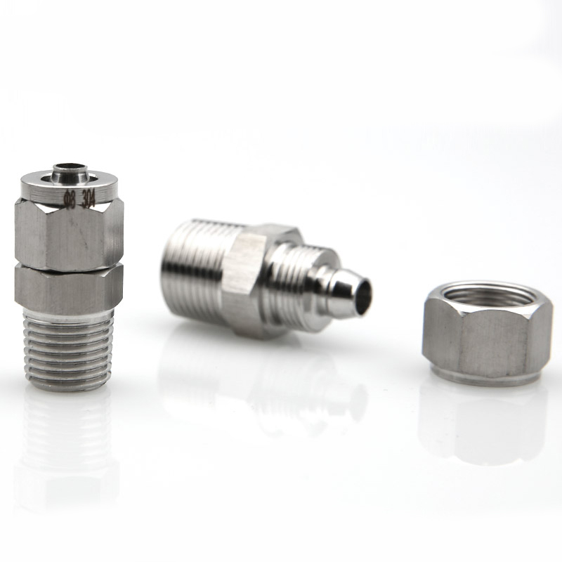 304不锈钢外丝快拧直通终端接头ZG3/8-12*10mm锁母塑料PU尼龙PE管