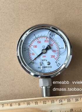 耐震压力表0-2.5MPA径向350psi液压表不锈钢1/4NPT螺纹气压表