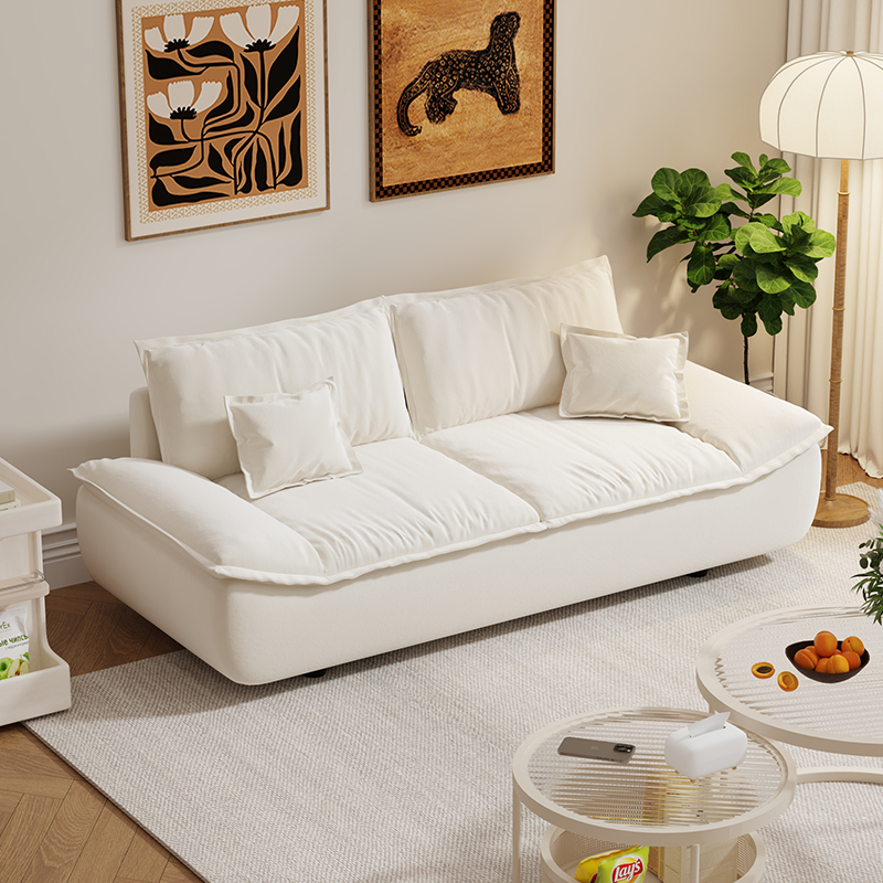 沙发小户型卧室公寓出租房双人沙发客厅奶油风休息区帆船懒人法式