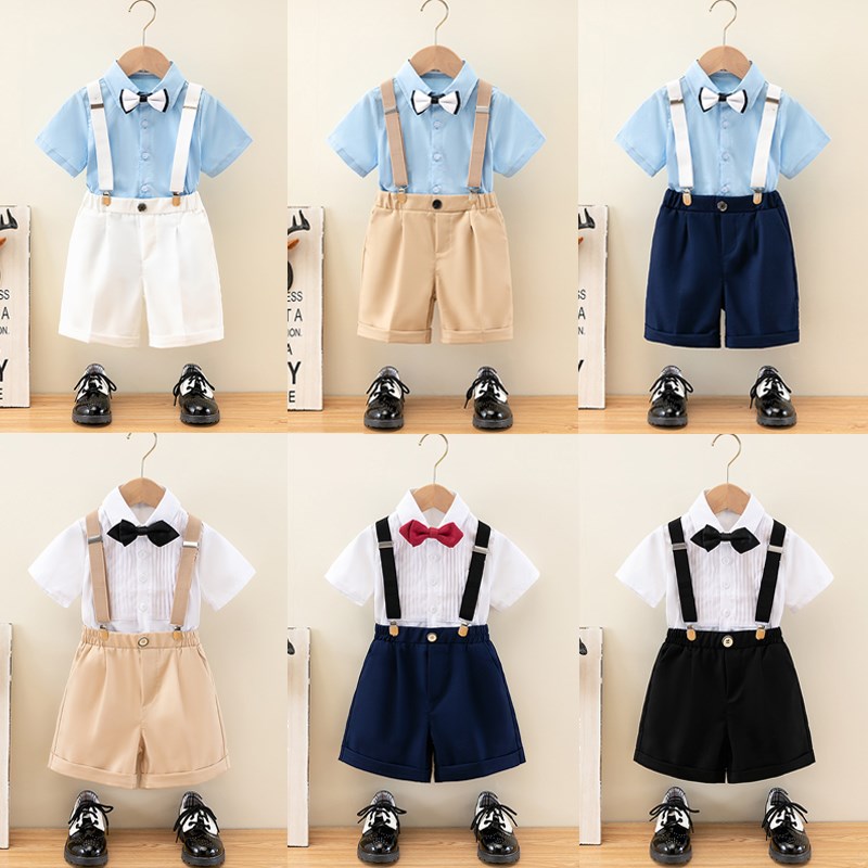 夏季西装男童幼儿园六o一礼服儿童主持人合唱演出服男孩背带裤套