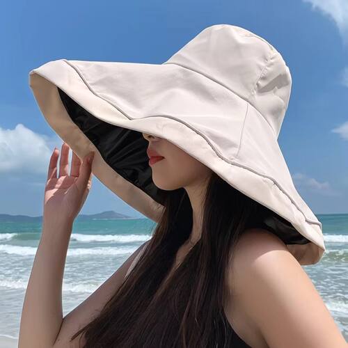 533黑胶防晒帽子女夏季可折叠大