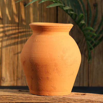 复古手工陶罐粗陶红陶素陶老桩多肉无釉花瓶土陶透气土罐园艺摆件