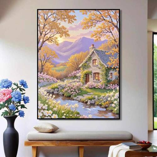 云栖画境装饰画成品仿油画风景唯美田园风治愈中式卧室客厅摆挂画