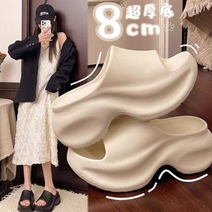 增高海边沙滩鞋 8CM凉鞋 女夏季 女矮凉拖鞋 子外穿乐厚底户外 拖鞋