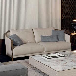 巴黎蓝色美式酒店不锈钢样板房客厅接待双三人沙发组合乳胶海绵