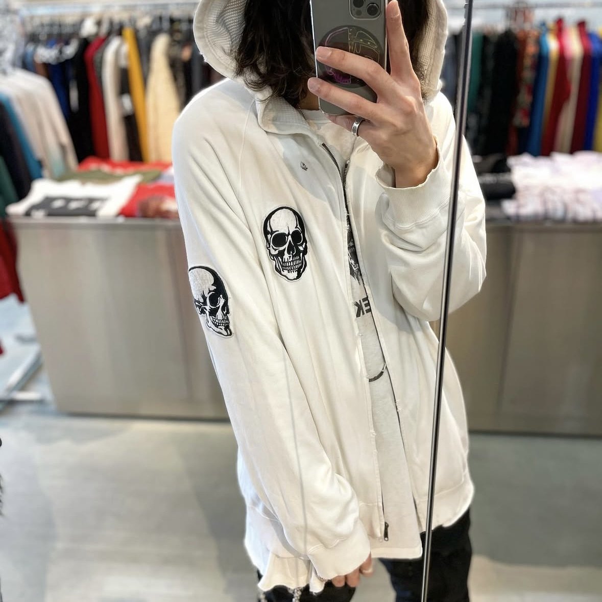 Number Nine Double Skull Hoodie SS04 White Zip-Up - Taobao product photo 3