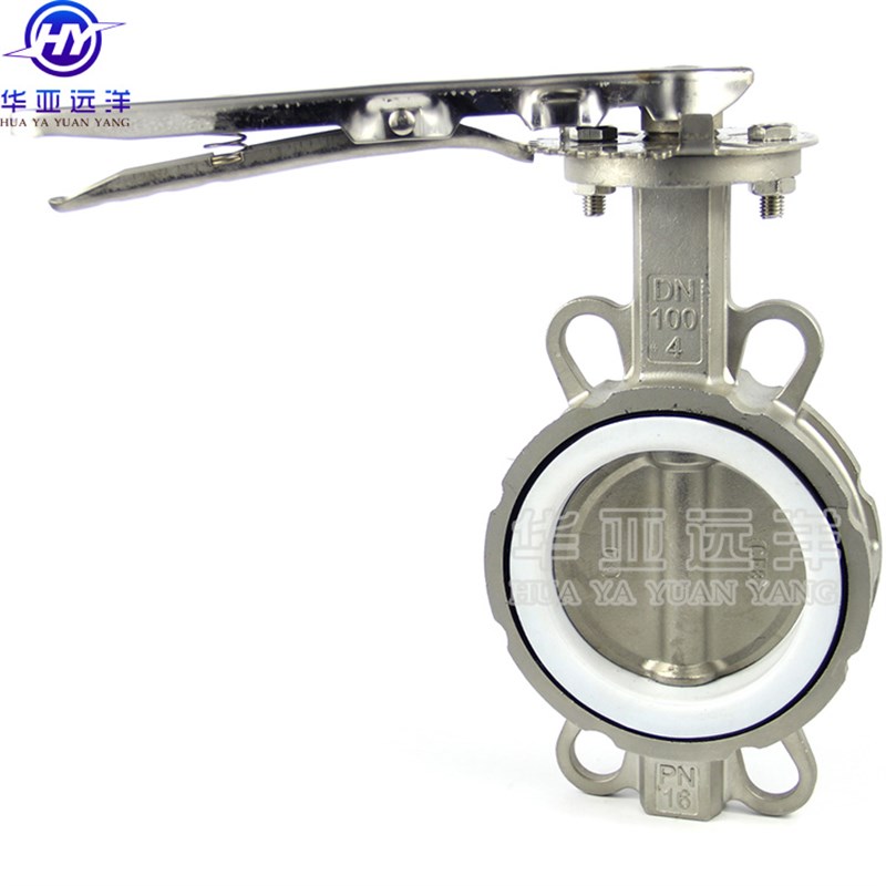 全不锈钢手柄对夹四氟蝶阀304 316L材质D71F4-10P DN50 65 80 100