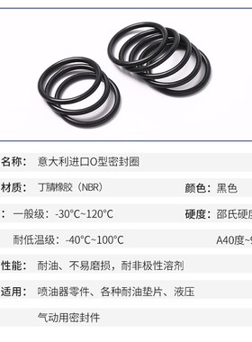 线径5.7mm 内径118.6-164.3 意大利DUCI进口丁腈O型密封圈NBR防水