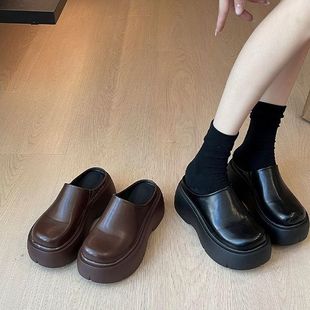 外贸清仓 女2025秋季 超火高颜值厚底增高拖鞋 外穿超高 新款 爆款