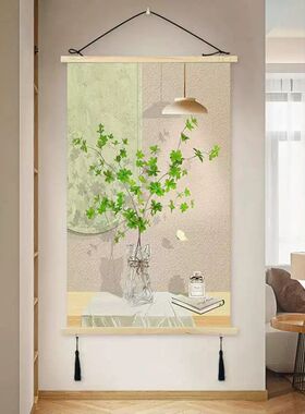 现代简约墙布挂布客厅玄关背景布遮丑装饰挂画高级感画布挂毯